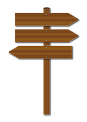 Holzwegweiser mit 3 Richtungszeigern
