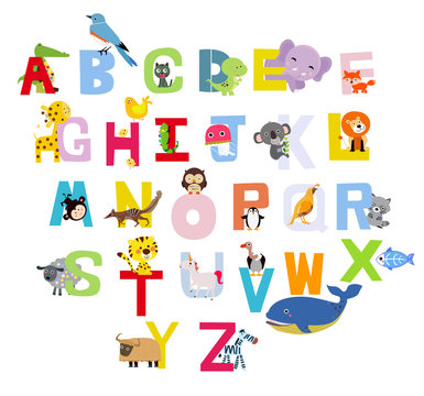 Cute alphabet with animals