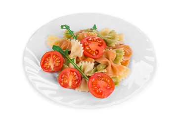 Pasta penne rigate with tomato.
