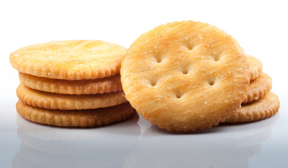 crackers on white background