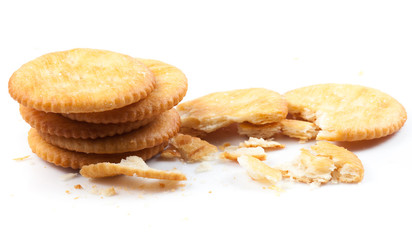 crackers on white background