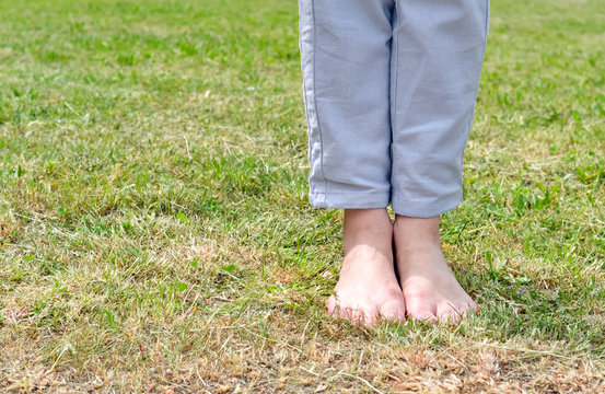 Barefoot woman
