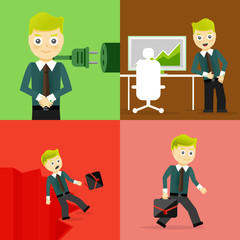 Set of businessman pose character concepts