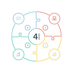 Numbered flat rainbow colored puzzle presentation infographic chart