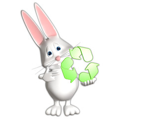 Obraz premium Hase recycle recycling Symbol 3D weiß zeigen Comic