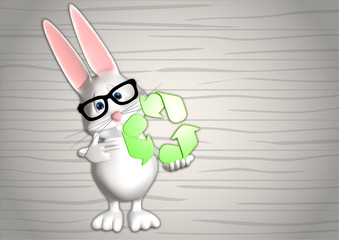 Hase recycle recycling Symbol 3D weiß zeigen Comic