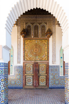 Decorated door in Tamegroute, south Morocco