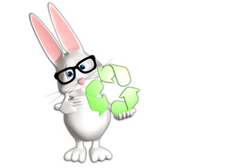 Hase recycle recycling Symbol 3D weiß zeigen Comic