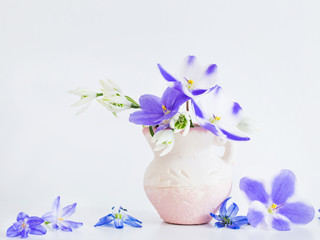 Obraz na płótnie Canvas Still life with spring blue flowers