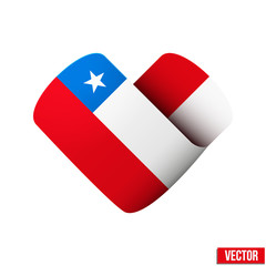Flag icon in the form of heart. I love Chile.