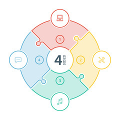 Numbered flat rainbow colored puzzle presentation infographic chart
