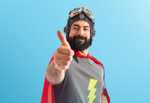 Superhero with thumb up