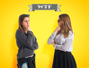 Twin sisters thinking