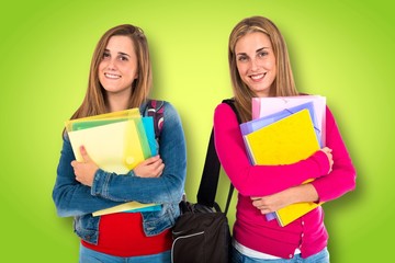 Student women over isolated white background