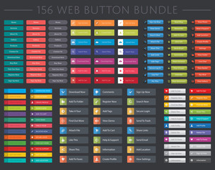 156 vector web button collection - obrazy, fototapety, plakaty