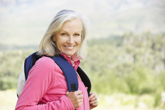 Portrait Of Senior Woman On Hike