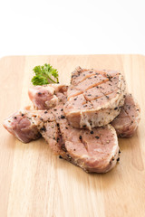 raw meat pork steak with black peppers