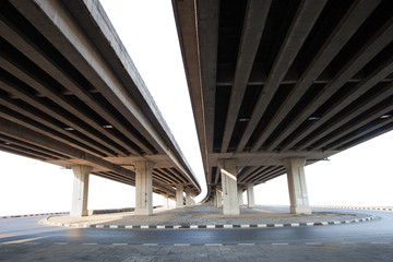 construction of concrete bridge isolated white background use fo