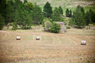 Farm and Straw bales in Provence, France