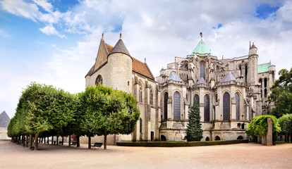 The Cathedral of Chartres, rear view, France - obrazy, fototapety, plakaty