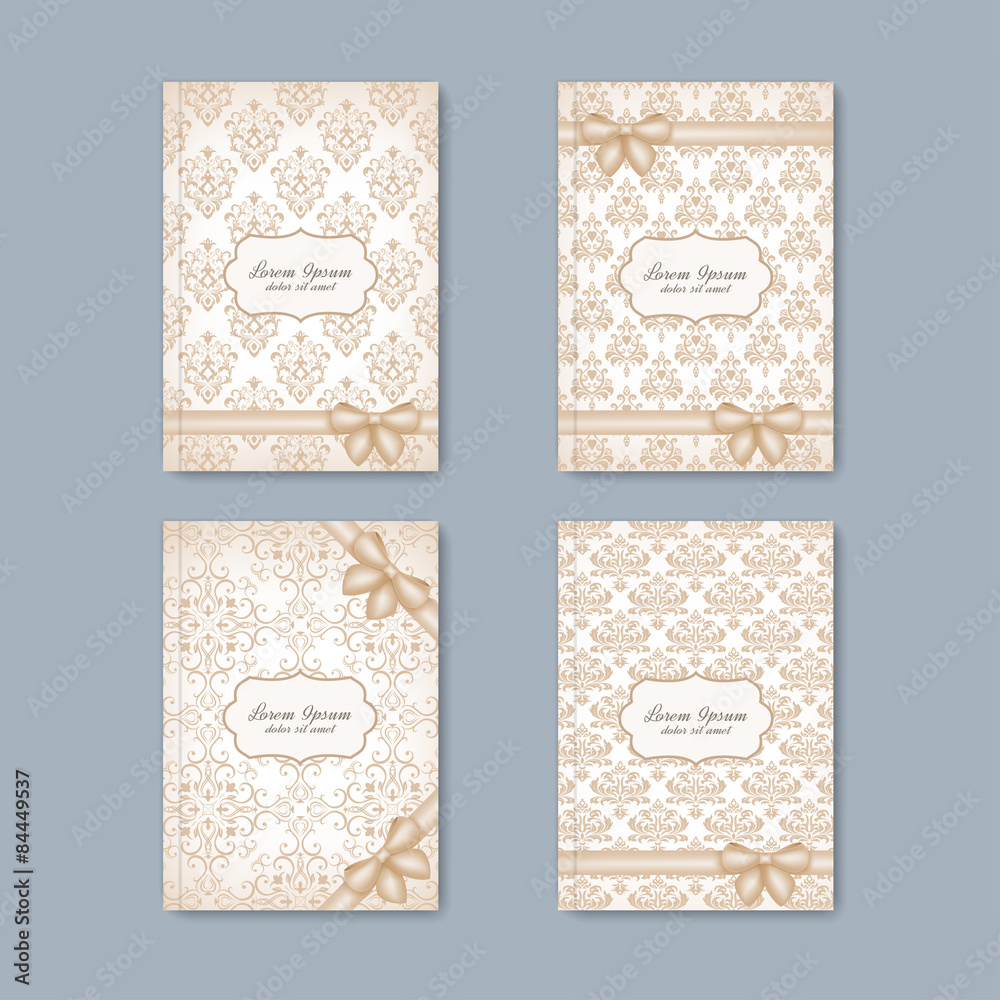 Poster modern vector set brochures in the style of baroque for your