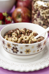 Breakfast with muesli and fruit