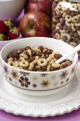 Breakfast with muesli and fruit