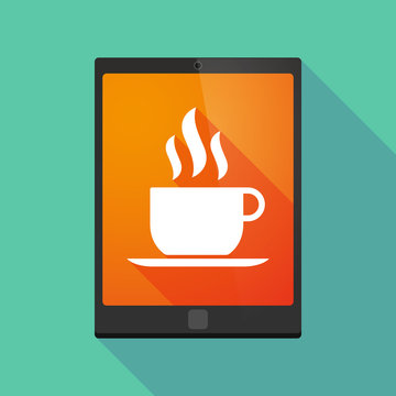 Tablet pc icon with a coffee mug