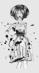 Obraz premium Model hand drawn pencil. Vector Illustration