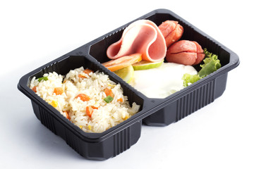 Fried Rice with Egg Ham and Sausage