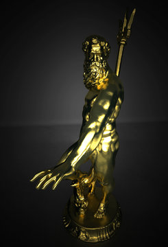 Antica scultura in oro, nettuno, venere, atena
