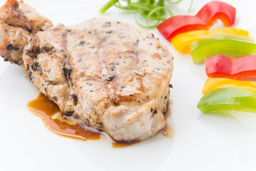 Pork steak with black pepper