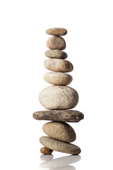 Balanced stack of different river stones