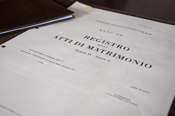 documento di registrazione di matrimonio