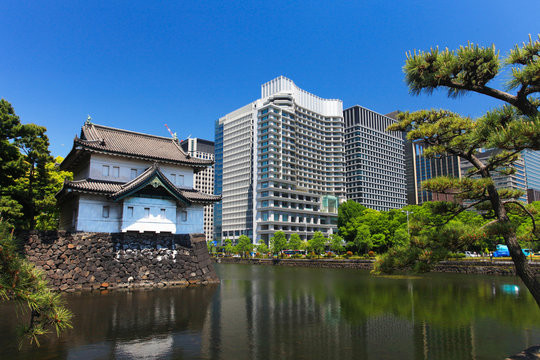 Imperial palace and Tokyo skyline