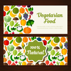 Food banners in flat style. 