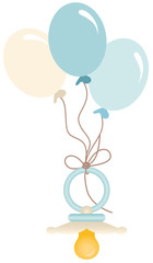 Blue baby pacifier with balloons
