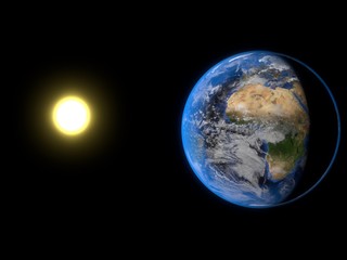 Fototapeta na wymiar 太陽に照らされる神秘的な地球