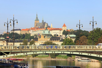 Prague gothic Castle above River Vltava, Czech Republic