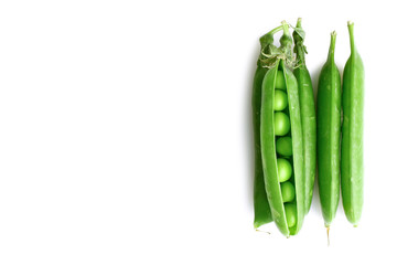 fresh green peas isolated on a white background