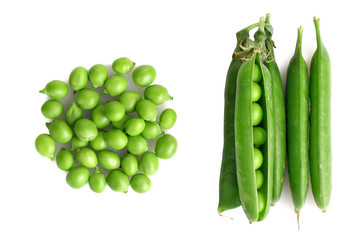 fresh green peas isolated on a white background