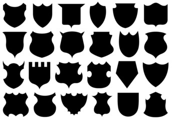 Set of different shields isolated on white