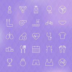 Sport and Healthy Lifestyle Line Icons Set