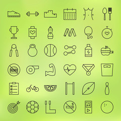 Sport and Healthy Lifestyle Line Big Icons Set