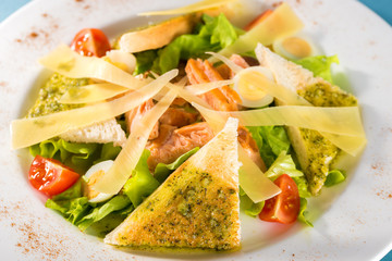 Salad of meat, cheese and vegetables
