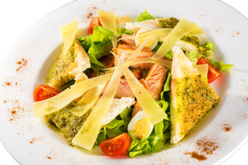 Salad of meat, cheese and vegetables
