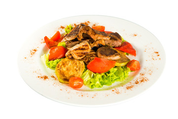 Barbecue with tomatoes, peppers and zucchini
