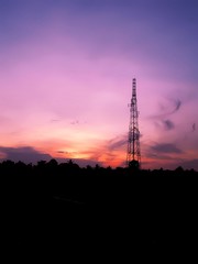 Fototapeta premium Dawn with antenna tower