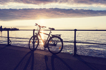 Bicycle Leaning The Railing The