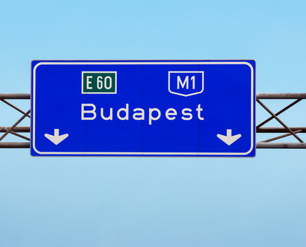 Budapest Hungary Sign On The Highway